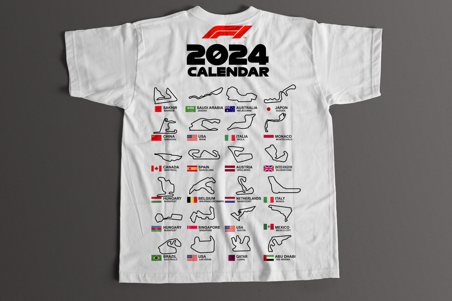 Playera Calendario F1 2024